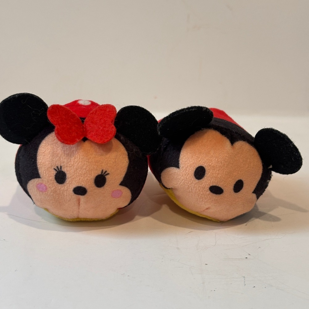 Disney Mickey and Minnie Mouse Tsum Tsum Mini Plush Set Red Black Yellow Pair